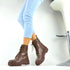 Elegante Punk-Gothic Damenstiefel – Klassische Plateau-Biker-Boots mit Blockabsatz
